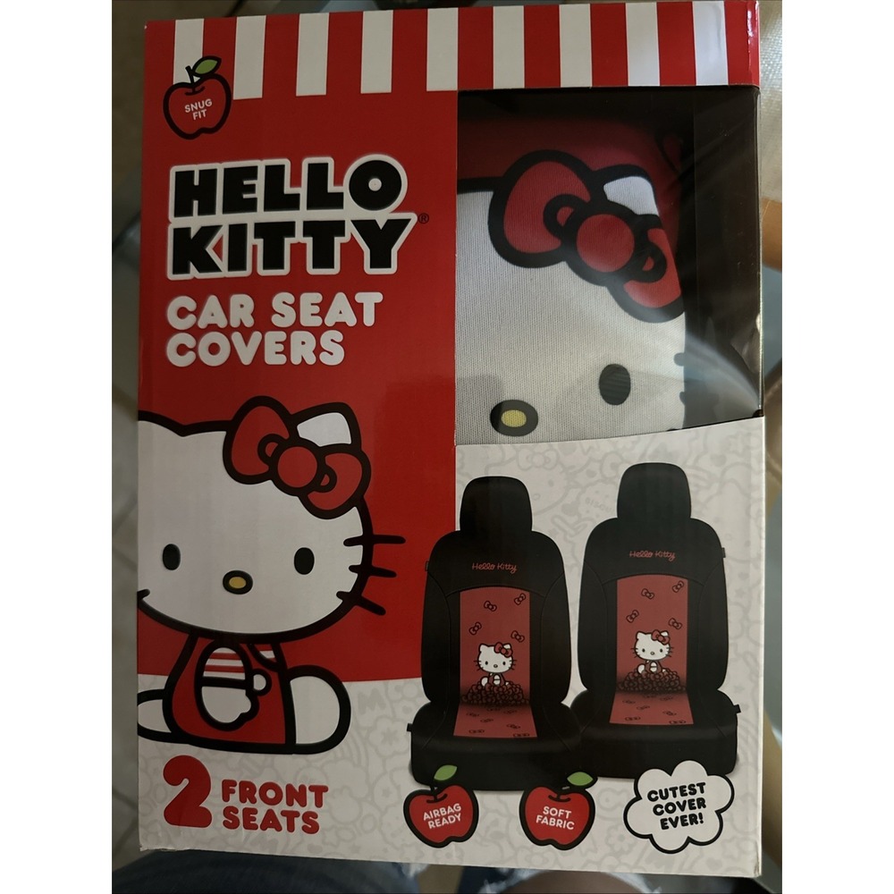 Hello Kitty 2 Seats Covers Soft, Durable & Utterly Adorable, Red & Black